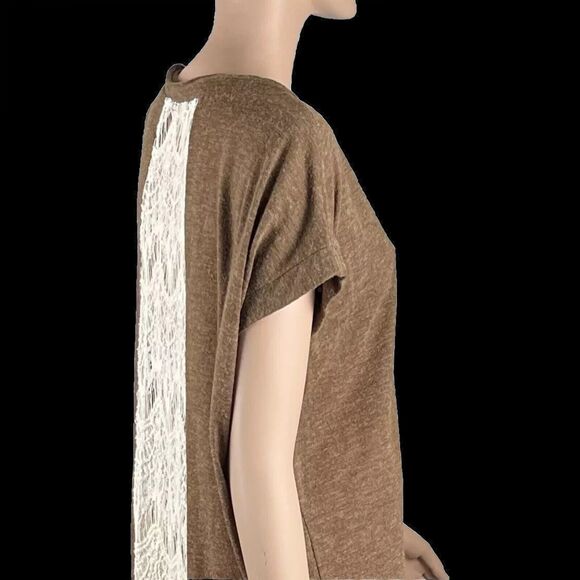 A’reve Anthropologie Lg V Neck Sleeveless Brown Tunic Lace Panel Mid Length - Picture 3 of 8